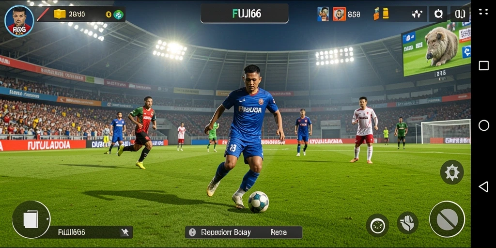 Gameplay seru FUJI66 dengan aksi sepak bola nyata.