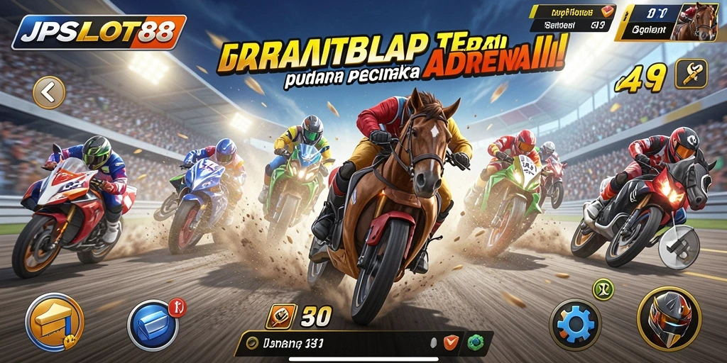 Tampilan gameplay JPSLOT88 yang mendebarkan dan penuh aksi balap.