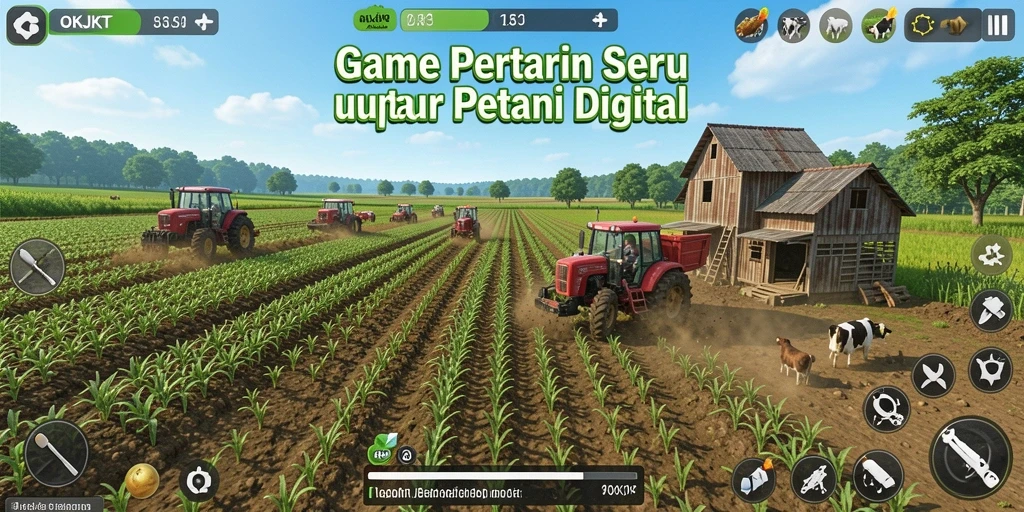 Screenshot gameplay OKJKT dengan aktivitas bertani yang seru.