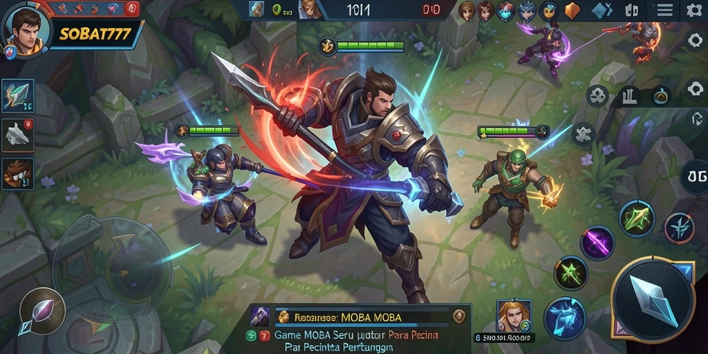 Tampilan gameplay seru dalam game MOBA SOBAT777.